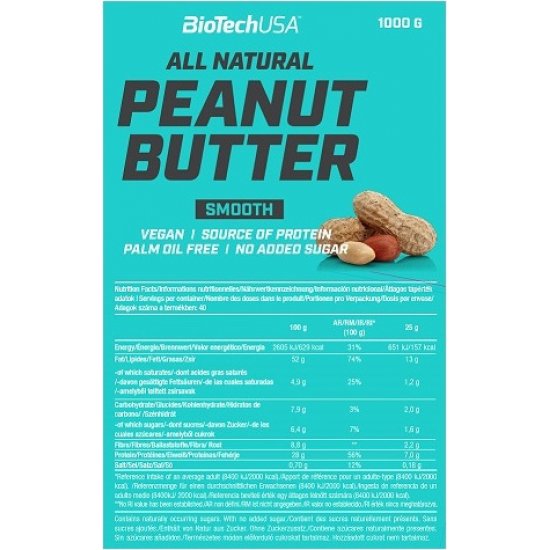 Peanut Butter Smooth 1kg (BIOTECH USA)